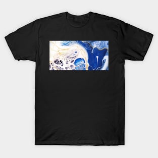 Marble Abstract Blue and White Art T-Shirt